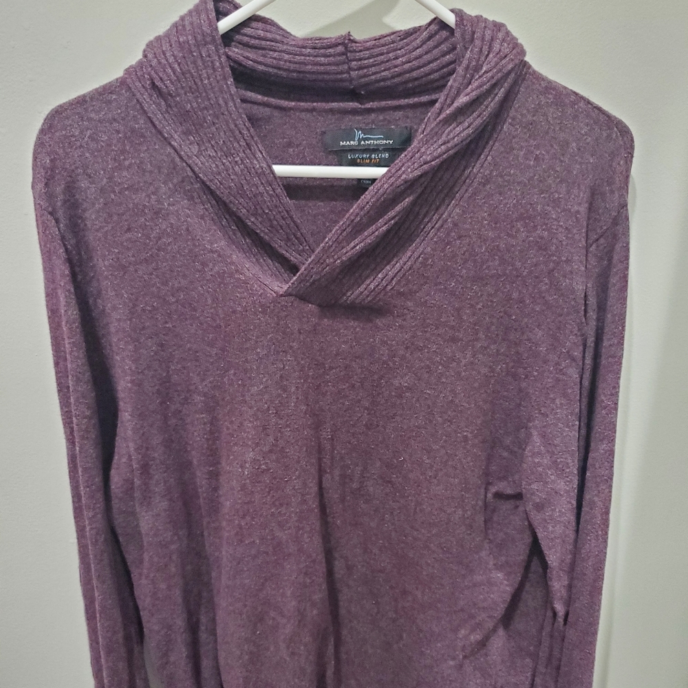 Marc Anthony Slim Fit Long Sleeve Cotton/Wool/Cashmere Sweater Burgundy - Mens L